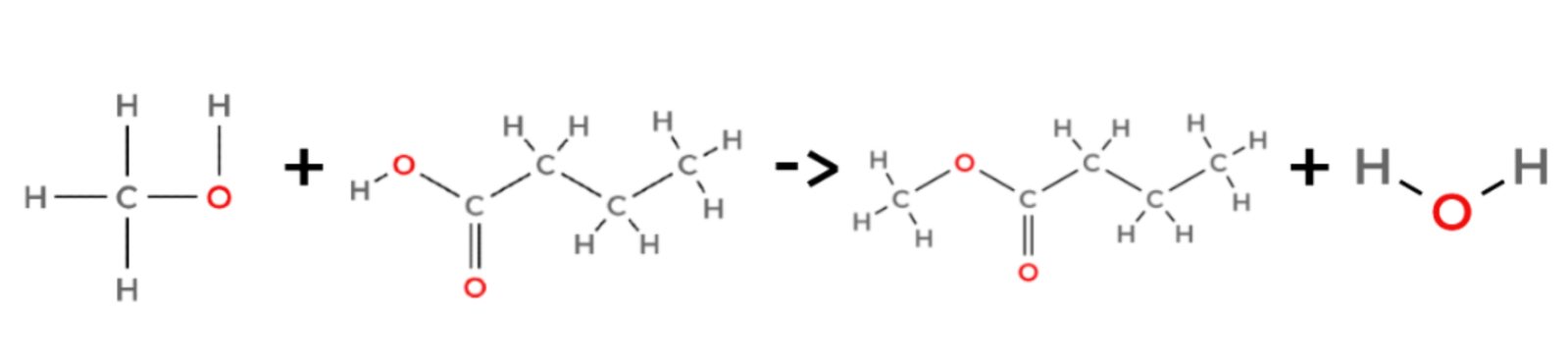 Methanol and butanoic acid to methyl butanoate and water