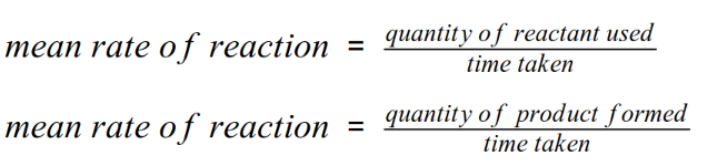 Rate of reaction equations